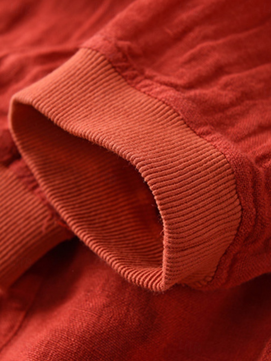 Women's Shirt Cotton Linen Shirts Button Up Blouse Solid Color Basic Casual Long Sleeve Hooded Regular Tops Daily Buttons White Red Blue Beige Summer 2025 - $25.99 –P17