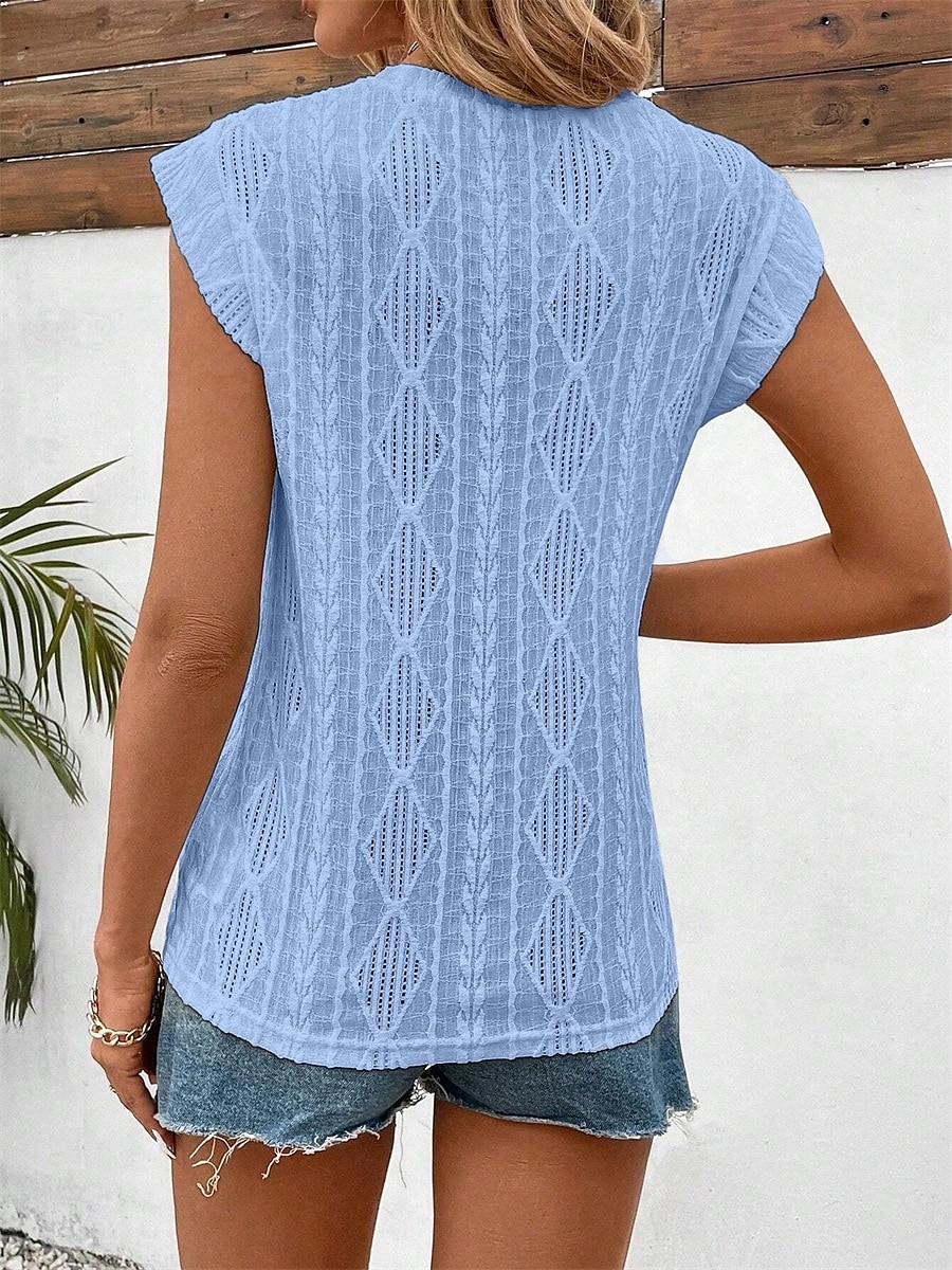 Women's T Shirt Plain Elegant Fashion Modern Sleeveless Crew Neck Regular Tops Daily Weekend White Pink Blue Green Summer Spring 2025 - $21.99 –P22
