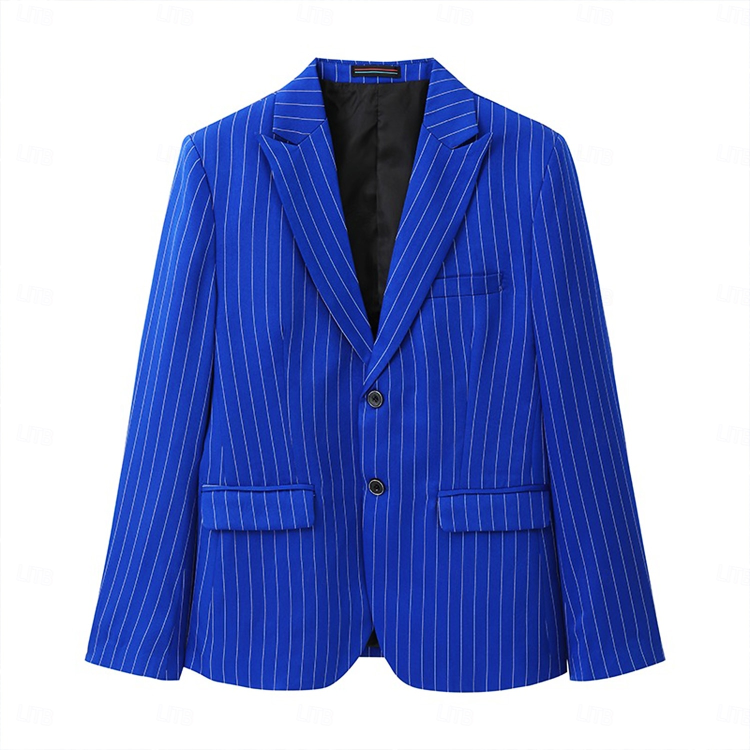 Hombre chaqueta Negocio Fiesta de Cóctel Fiesta de Boda Moda Casual Primavera & Otoño Poliéster Rayas Botón Bolsillo Cómodo Botonadura Simple Chaqueta de sport Negro Blanco Amarillo Azul Piscina 2025 - $54.99 –P3
