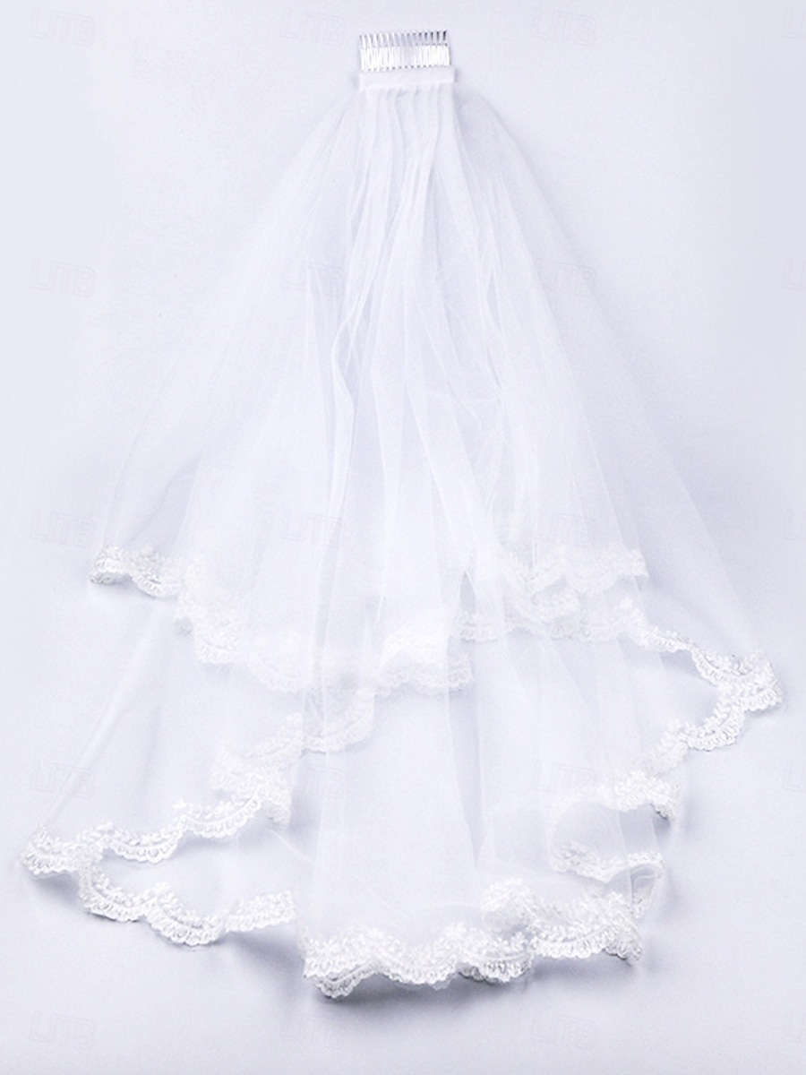One-tier Comtemporary / Stylish Wedding Veil Elbow Veils with Satin Flower Tulle 2025 - $20.99 –P2
