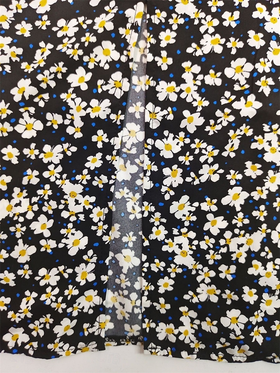 Damen Midikleid Corsagenkleider A Linie Kleid Milchmädchen-Kleid Kleid mit Puffärmeln Urlaub Urlaub Casual Täglich Regular Fit Blumen Graphic Kurzarm Quadratischer Ausschnitt Schwarz Burgunderrot 2025 - $23.99 –P8