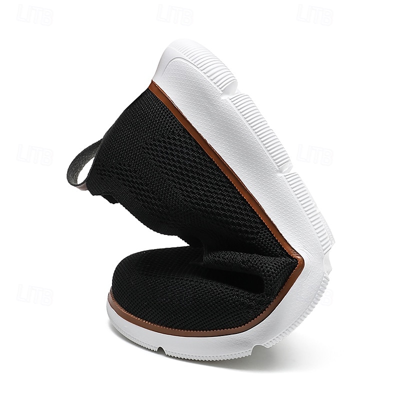slip-on strikkede joggesko for menn, pustende mesh-overdel med komfortabel passform, uformelle lette sko for hverdags- og utendørsaktiviteter 2025 - $42.99 –P5