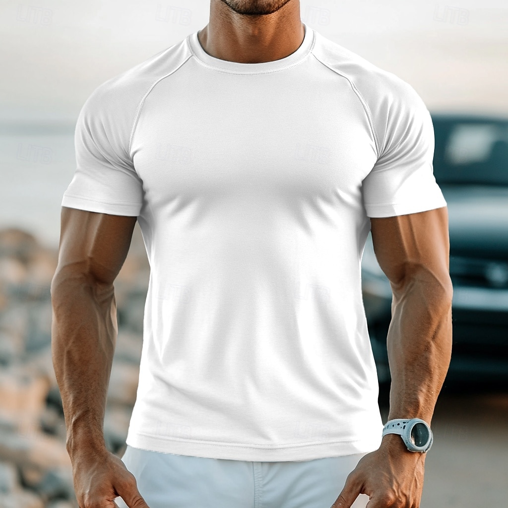 Men's T Shirt Muscle Shirt Moisture Wicking Shirts Short Sleeve Crew Neck Summer Plain Sports Lightweight Sporty Athletic Fitness Gyms White Top Tee for Men 2026 - $12.49 –P4