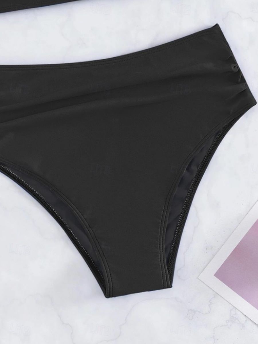Női Fürdőruha Bikini 2 darab Bugyik Fürdőruha Nyitott hátú Vékony Magas derekú Szabadság Strandruházat Tömör szín Kötőfék nyaka Ujjatlan Fürdőruhák 2025 - $31.99 –P6