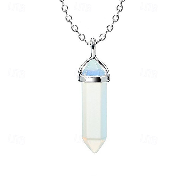 12pcs/set Natural Stone Amethyst Necklace Hexagonal Pillars Bullet Pendant Moonstone Winding Pendant Set 2025 - $24.99 –P4