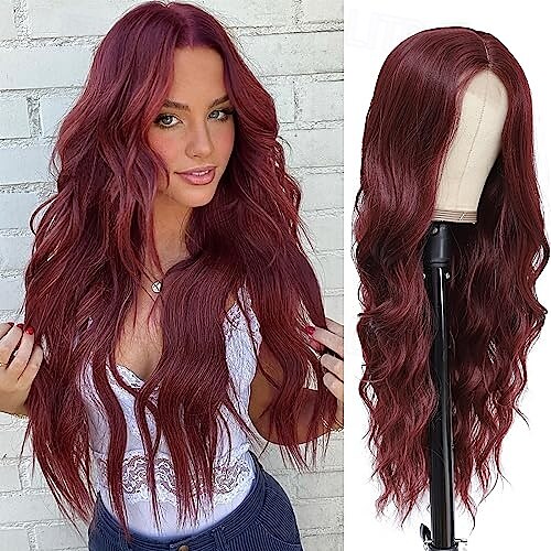 Wig for Women Long Wavy Wigs Women, Natural Looking Hair Wigs, Heat Resistant Brown Synthetic Wig, Middle Part Hair Replacement Wigs for Daily Party Use 2025 - $29.99 –P3