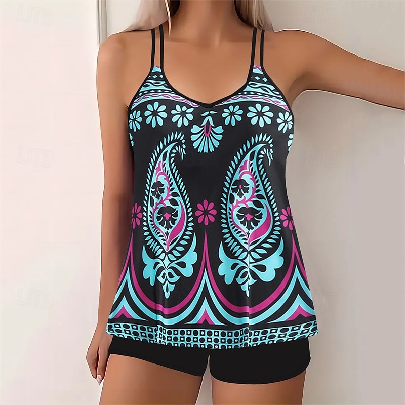 Dam Tankini Tvådelad baddräkt Brottarrygg Badkläder Badkläder Gul Blå Andningsfunktion Snabb tork Lättvikt Ärmlös - Simmning Surfing Strand Sommar Vår 2025 - $25.99 –P7