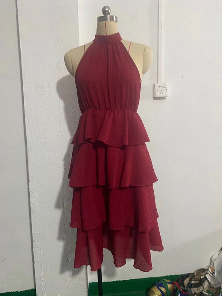 Női Mini Ruha Hétköznapi Ruha A Vonallal Fit And Flare Ruha Alap Hétköznapi Szabadság Napi Rendszeres Illeszkedés Grafikus Ujjatlan Halter Nyak Fekete Piros Kék Lila Nyár 2025 - $30.99 –P17