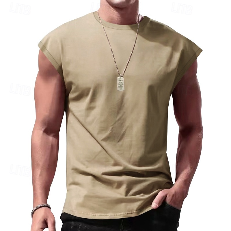 Herren Tank Top Weste Unterhemd Ärmelloses Shirt Ärmellos Rundhalsausschnitt Frühling & Sommer Einfach Mode Designer Urlaub Straße Ausgehen Schwarz Weiß Rote Top T-Shirt für Herren 2025 - $10.49 –P2