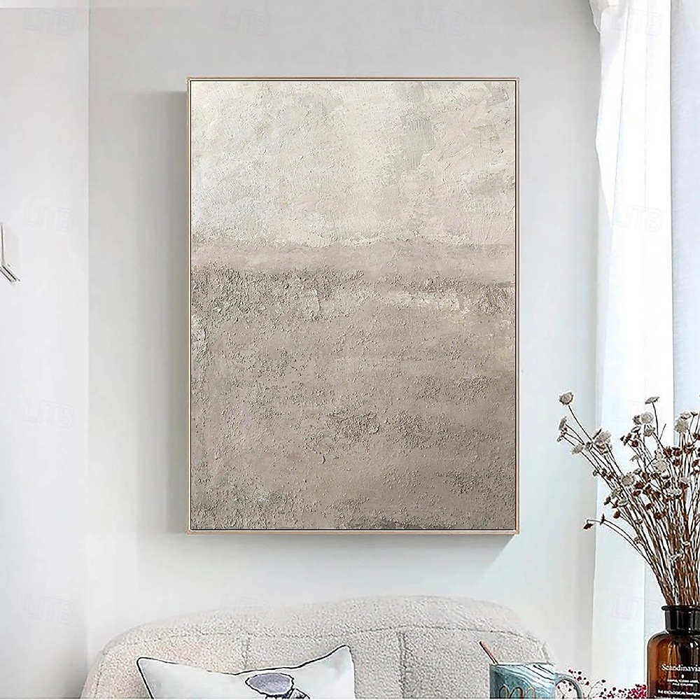 handgemachte weiße Kunst abstrakte Malerei Ölgemälde handgemalt weiße Wand Kunst braun 3D Textur Malerei handgemalt braun Strand Malerei Wand Kunst moderne Pastell Bild Zimmer Dekor 2025 - $94.99 –P7