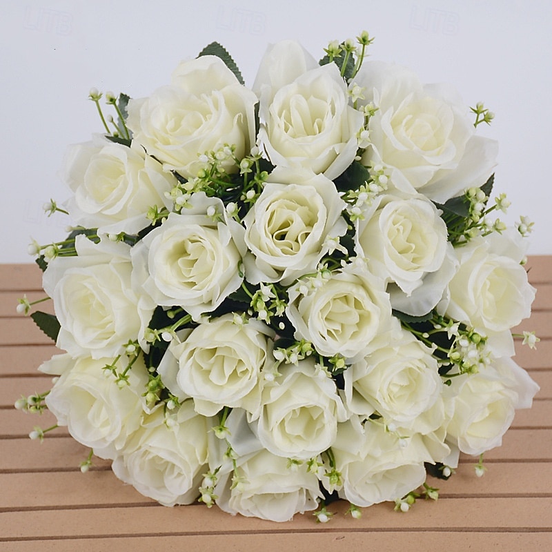 Cadeaux de Noël pour les femmes Maman Elle bouquet de roses artificielles en soie jaune réaliste de 18 pcs - décoration intérieure cadeau pour amis et famille - parfait pour la Saint-Valentin Noël de 2026 ? $18.99 –P6
