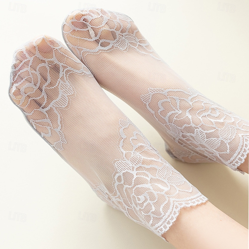 Damen Mode Spitze Socken einfarbig leicht weich  elastisch bequem  atmungsaktiv vielseitig 2025 - $10.99 –P5