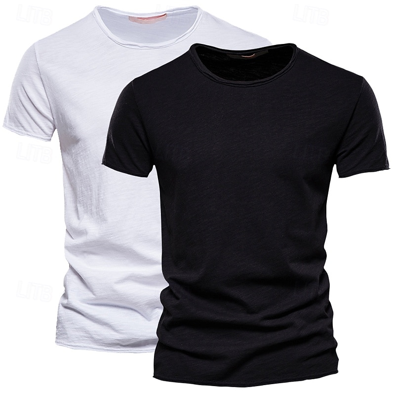 Homens Camiseta T-shirt Camiseta de bambu Manga Curta Gola Redonda Verão Tecido Moda Designer Básico Estilo Clássico Férias Rua Para Noite Preto+ Cáqui Branco+Verde Exército Azul+Caqui Top Tee para de 2025 por $27.99 –P12