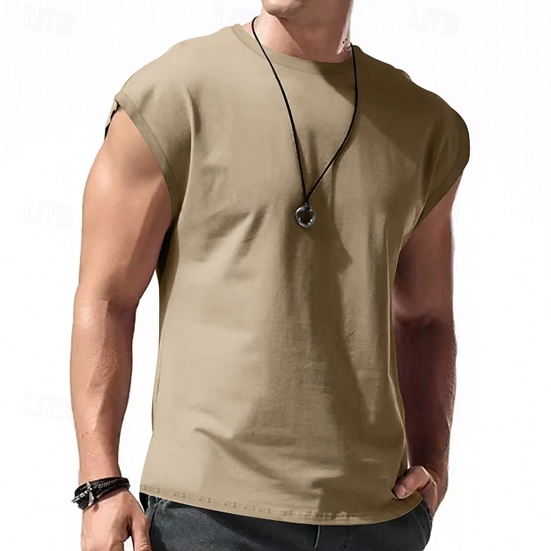 Herren Tank Top Weste Unterhemd Ärmelloses Shirt Ärmellos Rundhalsausschnitt Frühling & Sommer Einfach Mode Designer Urlaub Straße Ausgehen Schwarz Weiß Rote Top T-Shirt für Herren 2025 - $10.49 –P3