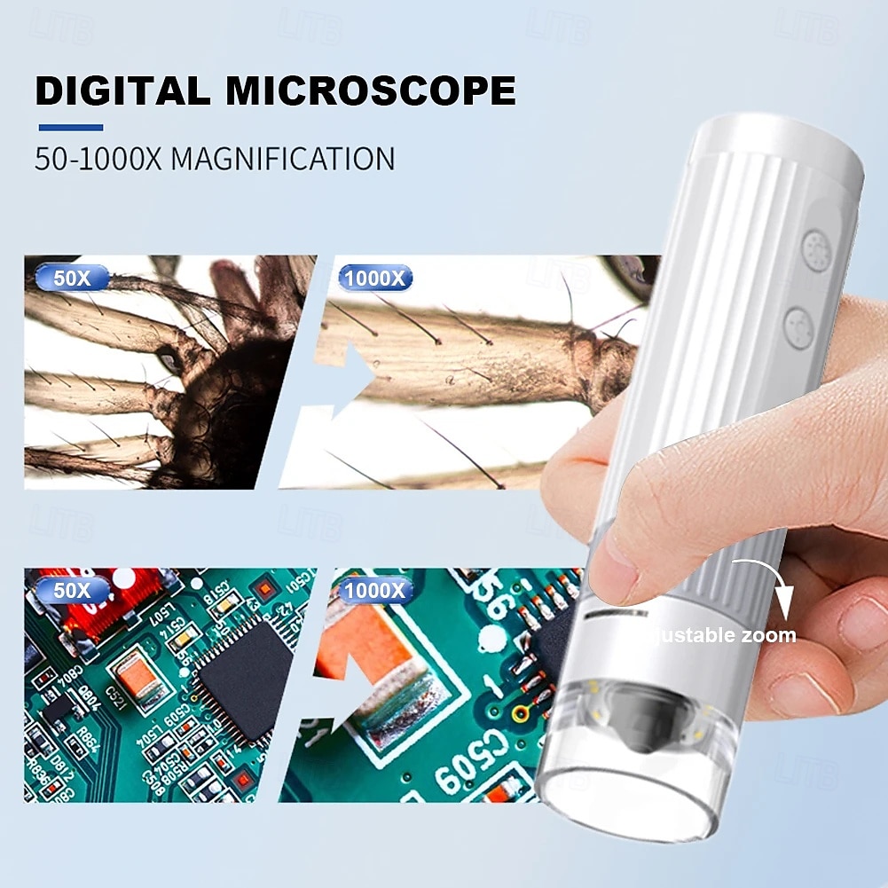 1000X Digital Microscope Camera 2in1 USB WIFI Portable Electronic Microscope 8 LED Magnifier for Skin Testing Cell Phone Repair 2025 - $59.99 –P6