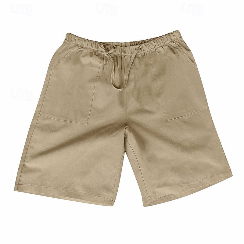 Herren Shorts Kurze Hosen Shorts aus Baumwollleinen Sommer-Shorts Strandshorts Kurze Hosen Tasche Kordelzug Elastische Taille Glatt Komfort Atmungsaktiv Kurz Urlaub Festtage Strand Hawaiianisch Boho 2025 - $16.49 –P16