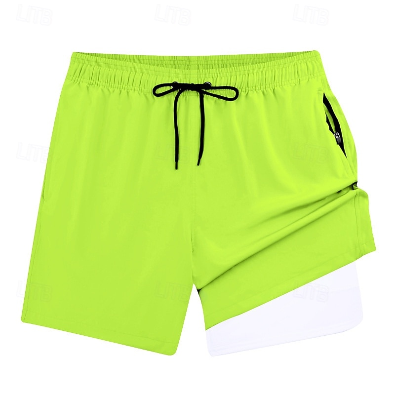 Homens Calção Justo de Natação Shorts de Natação Bermuda de Surf Calças Com Cordão Com bolsos Natação Surfe Praia Esportes Aquáticos Cor Sólida Verão Primavera de 2025 por $26.99 –P10
