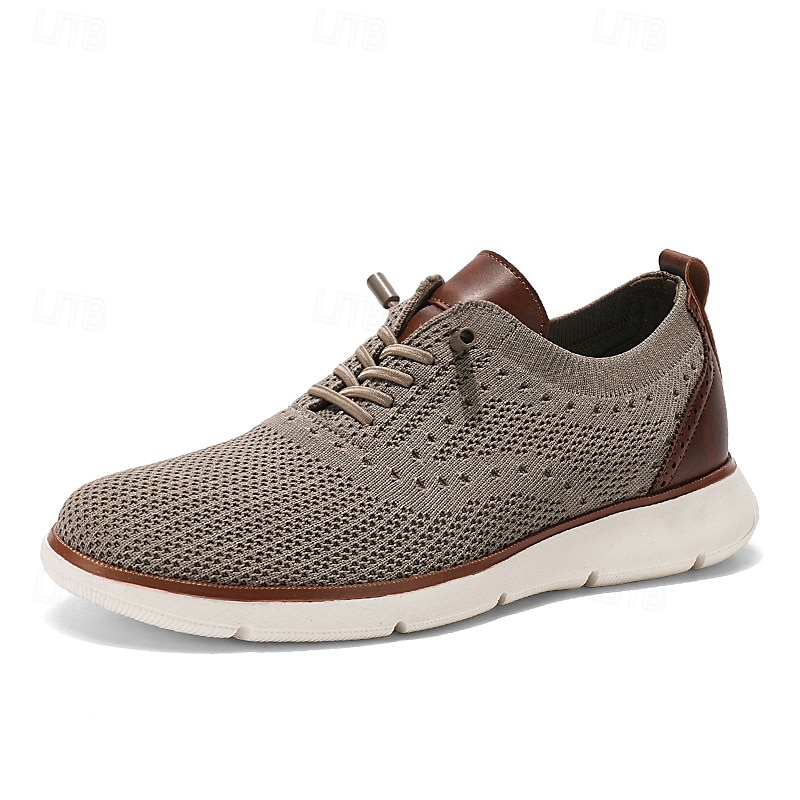 Atmungsaktive Strick-Sneaker für Herren mit Kunstlederakzenten – stylische, leichte Sportschuhe für die Freizeit und den Komfort im Alltag 2025 - $46.99 –P1