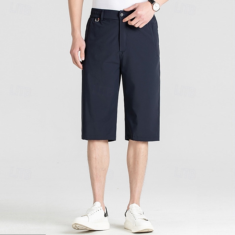 Per uomo Pantaloncini Pantaloncini eleganti Pantaloncini da golf Pantaloni modello Capri Tasche Gamba dritta Liscio Comfort Senza ferro Polpaccio Esterno Giornaliero Corsa Di tendenza Lavoro Nero Blu del 2025 a $23.99 –P2