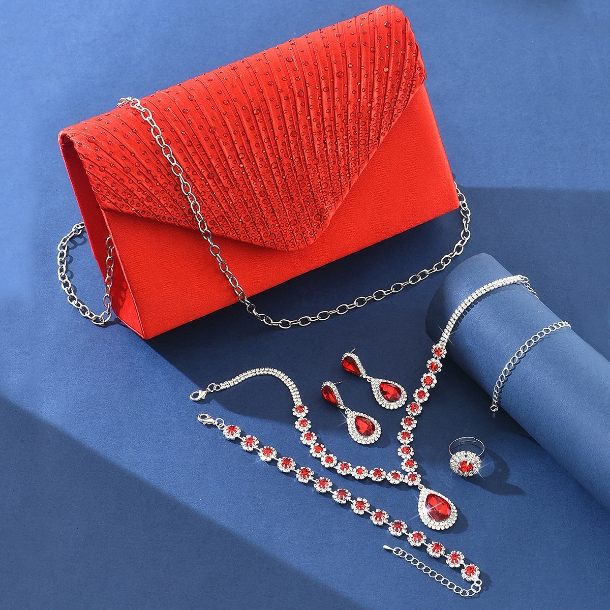 Bruidssieradensets 1 Legering Kettingen Dames Stijlvol Luxe Schattig Zin in hebben Geometrische vorm Sieraden set Voor Feestavondkleding 2025 - $28.99 –P3