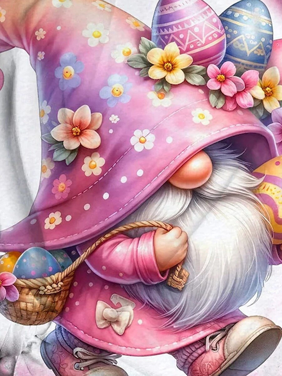 Pasqua Per donna maglietta Cartoni animati Informale Manica corta Rotonda Top regolari Giornaliero Stampa Rosa Estate del 2025 a $19.99 –P3