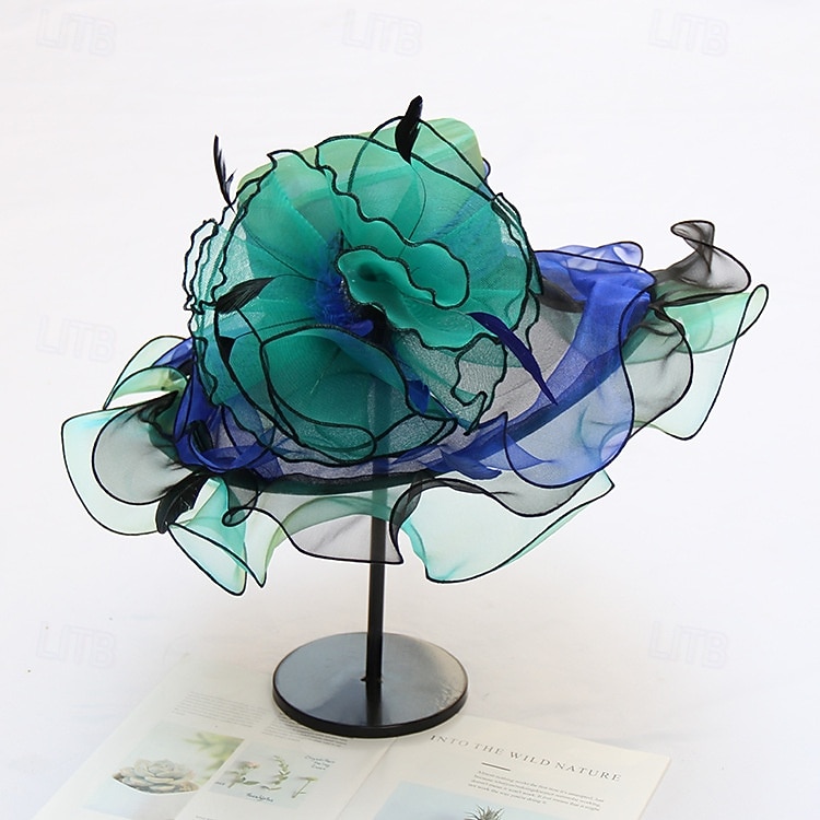 hattar Organza Solhatt Kvällsfest Helgdag Tebjudning cocktail Elegant Vintage söt stil Med Blomma Hårbonad Huvudbonader 2026 - $43.99 –P12