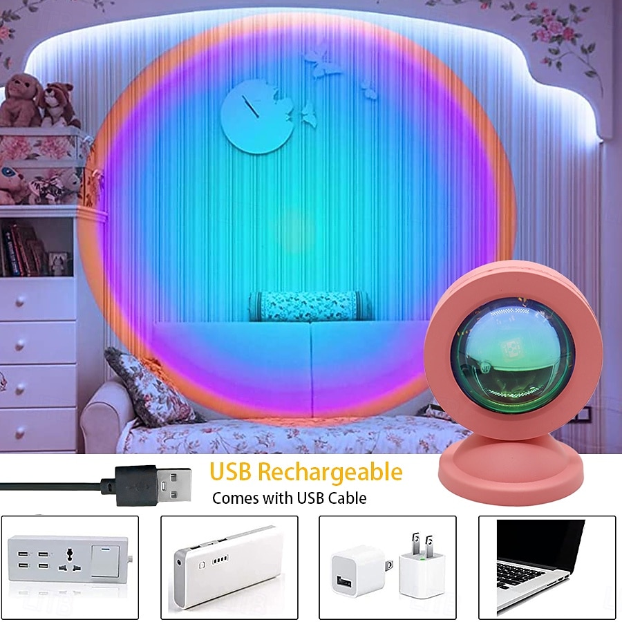 mini zonsondergang led projector licht met afstandsbediening 16 kleuren zonsondergang led licht booglamp usb sfeerverlichtingsproject voor binnen/buiten decoratie 2026 - $10.49 –P4