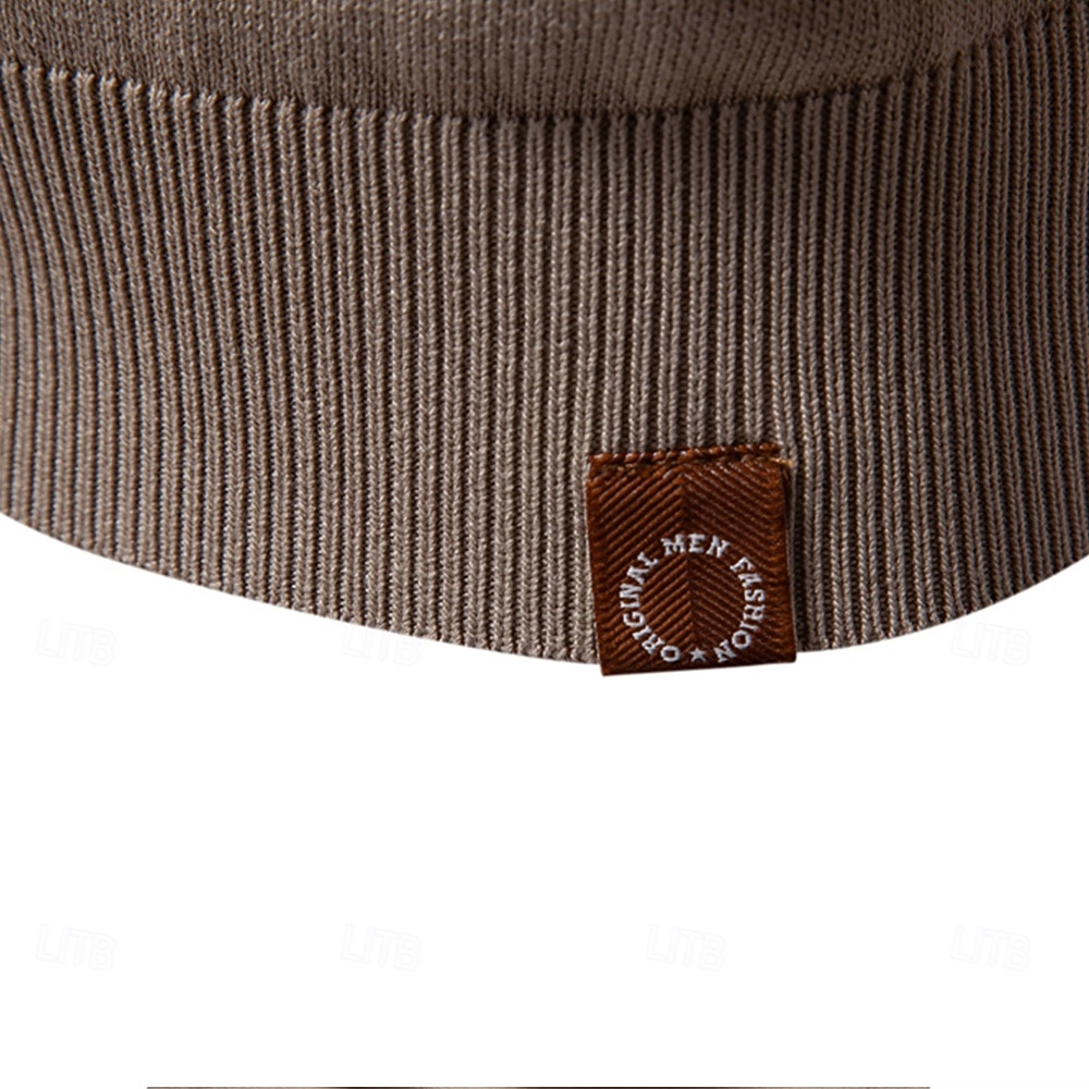 Men's Polo Knit Polo Sweater Formal Work Turndown Quarter Zip Short Sleeve Striped Zip Up Stripe-Trim Spring Black White Khaki Polo 2025 - $28.99 –P17