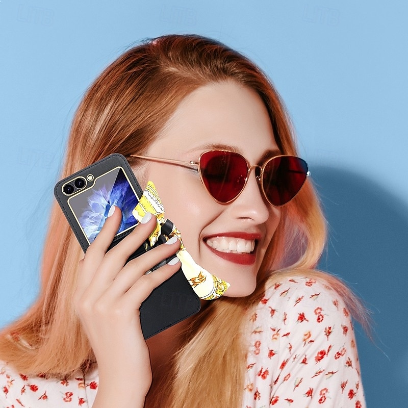 Phone Case For Samsung Galaxy Z Flip 6 Z Flip 5 Z Flip 4 Z Flip 3 Back Cover with Wrist Strap Shockproof Retro PU Leather 2025 - $35.99 –P5