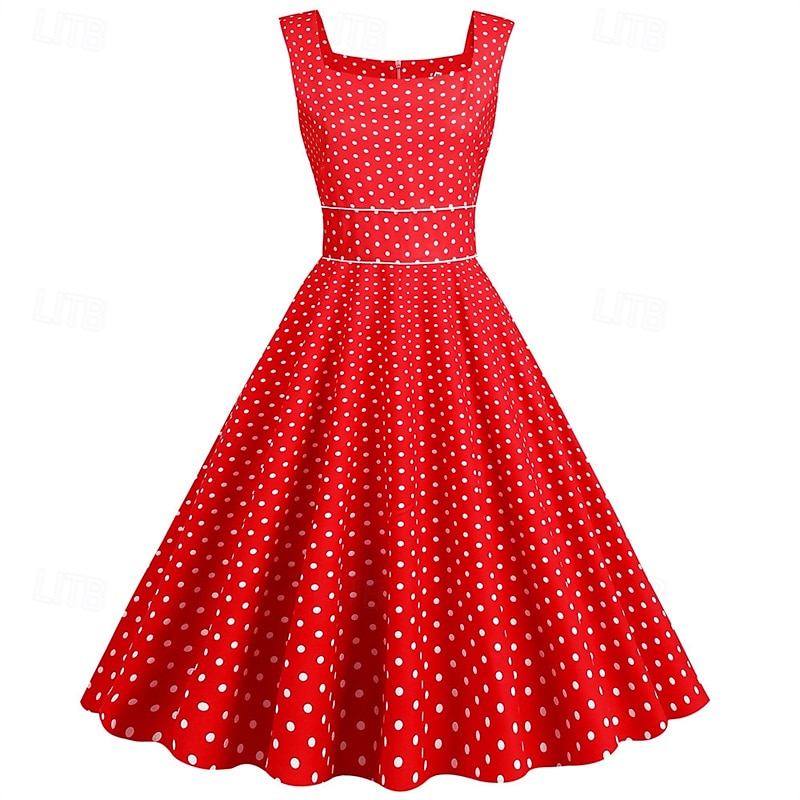 Retró 1950-es Rockabilly Ruhák Swing ruha Pöttyös Női Farsang Álarcos mulatság Hétköznapi viselet Lánybúcsú Felnőttek Ruha Hazatérő ruhák 2025 - $23.99 –P13