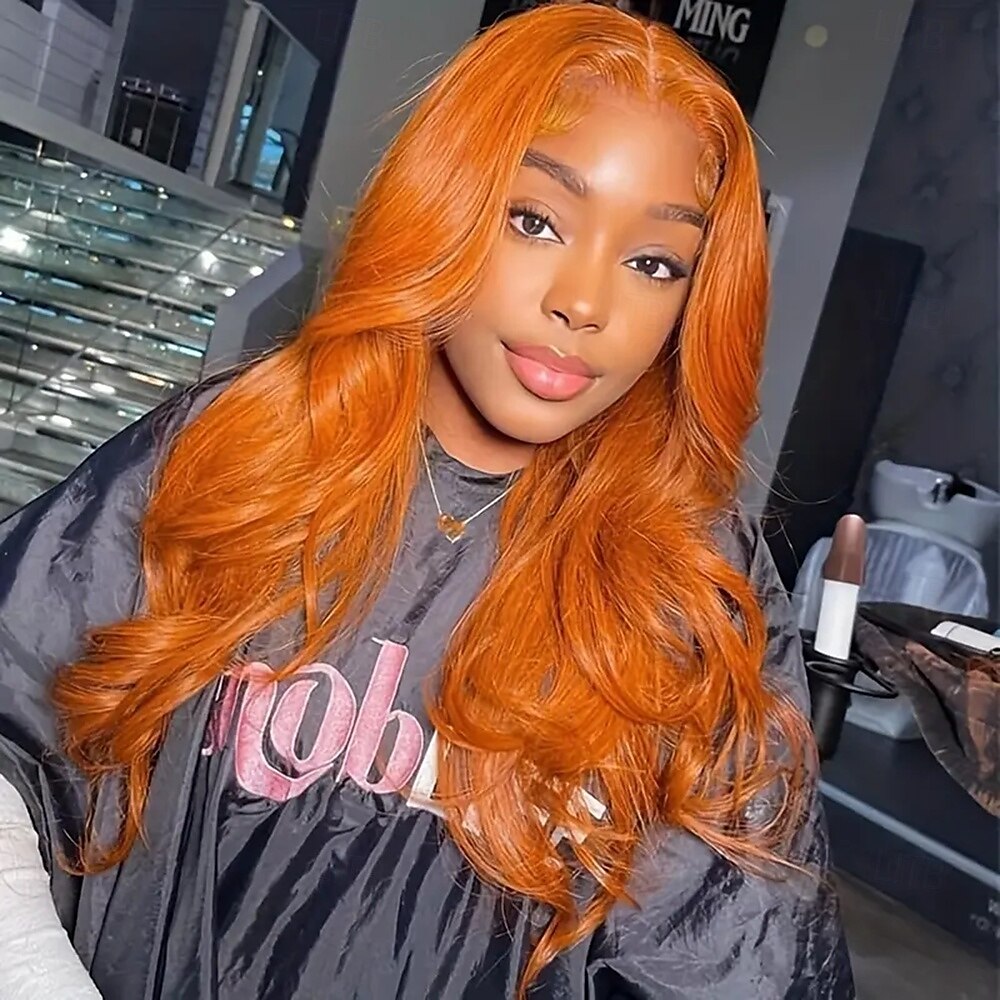 Peruca de cabelo humano com renda frontal 13x4, cor ruiva, onda corporal, renda 12-28 polegadas, densidade 150% de 2025 por $202.89 –P5