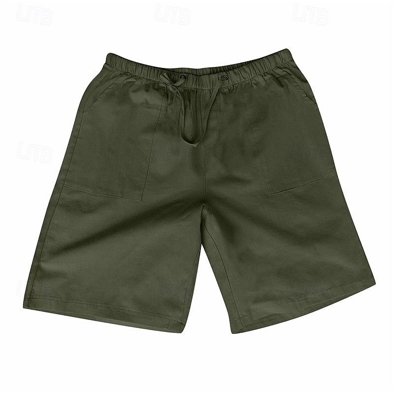 Herren Shorts Kurze Hosen Shorts aus Baumwollleinen Sommer-Shorts Strandshorts Kurze Hosen Tasche Kordelzug Elastische Taille Glatt Komfort Atmungsaktiv Kurz Urlaub Festtage Strand Hawaiianisch Boho 2025 - $16.49 –P20