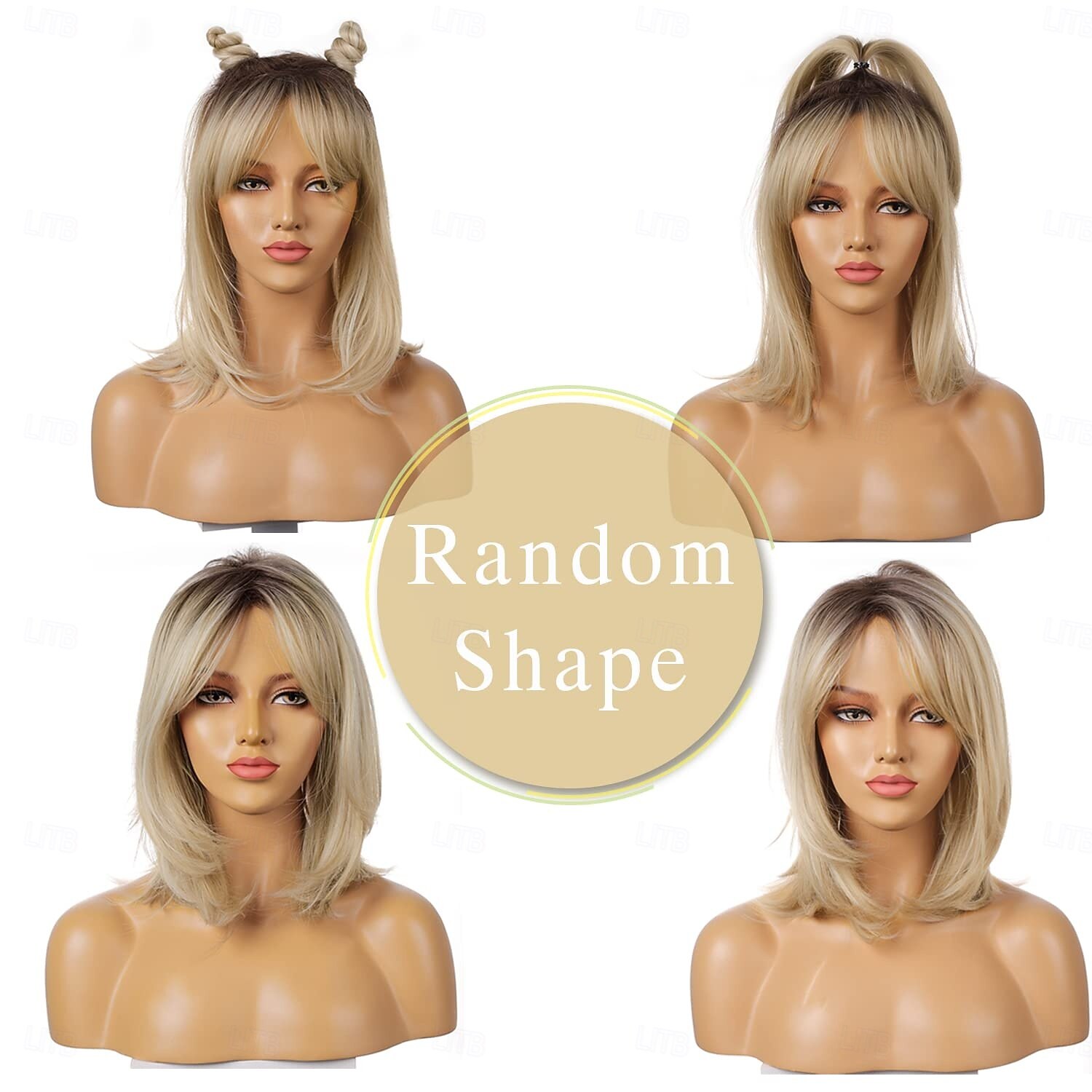 Blonde Wigs for Women Ombre Light Blonde Wig with Bangs Layered Middle Length Synthetic Wig Dark Roots Hair for Daily Party 2026 - $27.99 –P5