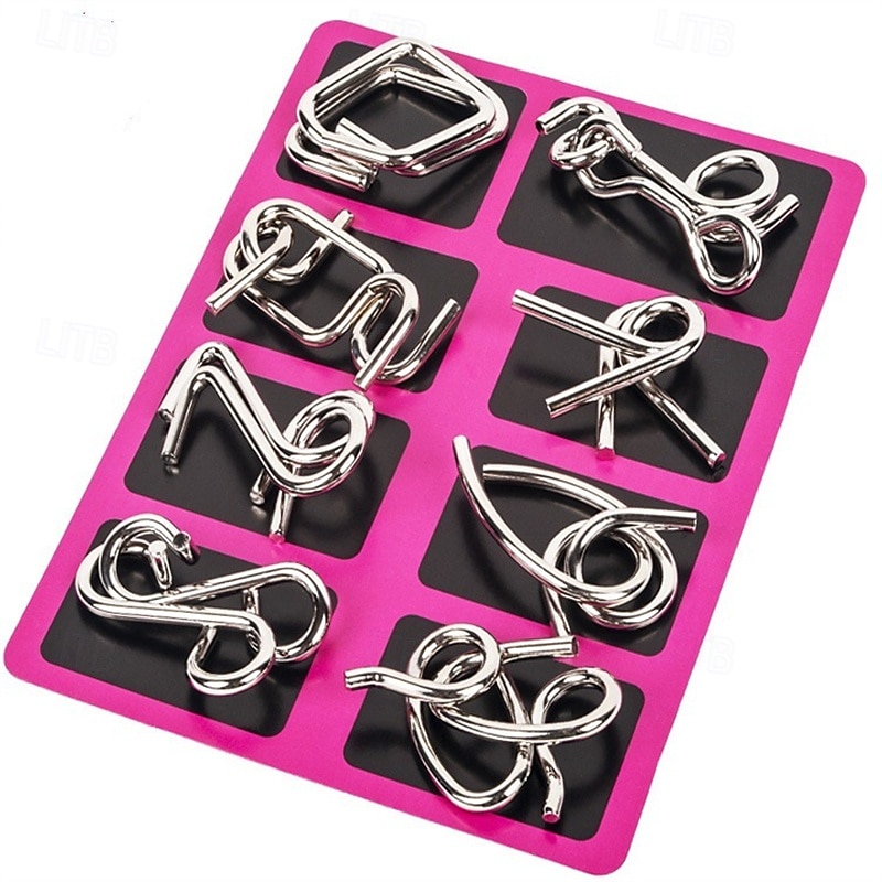 Metal Puzzle Game Set Educational Toy Game Unlock Iron Chain Toy Unlock Link Game Magic Toy Party Nine-Ring Puzzle Intelligence Buckle Lock Kongming Lock halloween christmas gift 2025 - $14.99 –P3