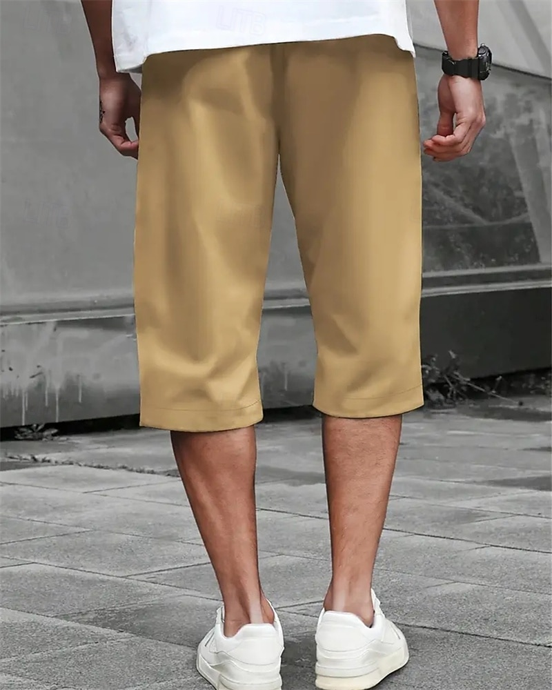 Voor heren Zomer korte broeken Caprishorts Casual korte broek Zak Trekkoord Elastische taille Effen Comfort Ademend Kuitlengte Buiten Vakantie Sport Casual Zwart Leger Groen 2026 - $18.99 –P2