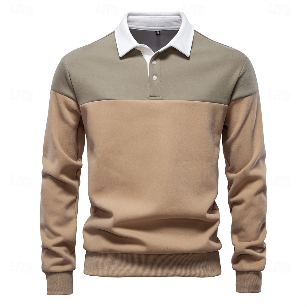 Herr Polo sweatshirt Gul Armégrön Rubinrött Blå Grön Kavajslag Färgblock Ledigt Dagligen Sport Ledigt Vår & Höst Kläder Pull Tröjor Långärmad 2025 - $25.99 –P17