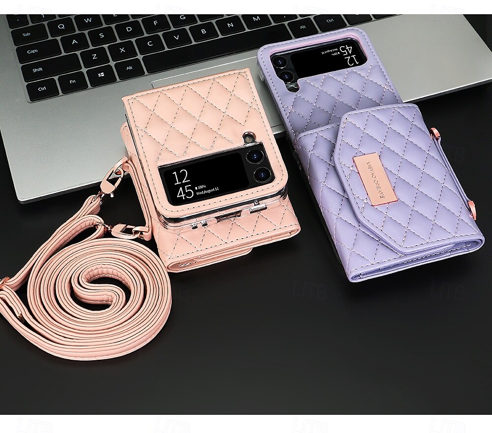 τηλέφωνο tok Για Samsung Galaxy Z Flip 6 Z Flip 5 Z Flip 4 Z Flip 3 Πίσω Κάλυμμα με τον Lanyard Υποδοχή κάρτας Ανθεκτική σε πτώσεις Ρετρό PU δέρμα 2025 - $27.99 –P2