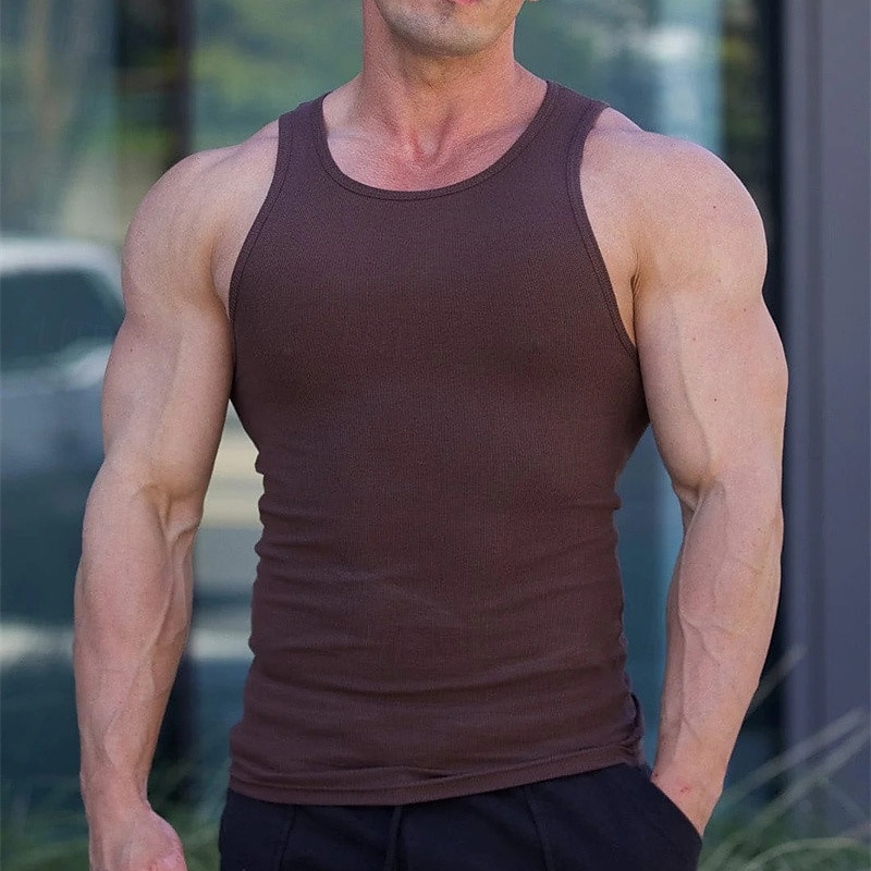Herren Tank Top Weste Unterhemd Ärmelloses Shirt Ärmellos Rundhalsausschnitt Sommer Einfach Mode Designer Basic Schnelltrocknend Urlaub Straße Ausgehen Hellgelb Schwarz Weiß Top T-Shirt für Herren 2025 - $12.99 –P10