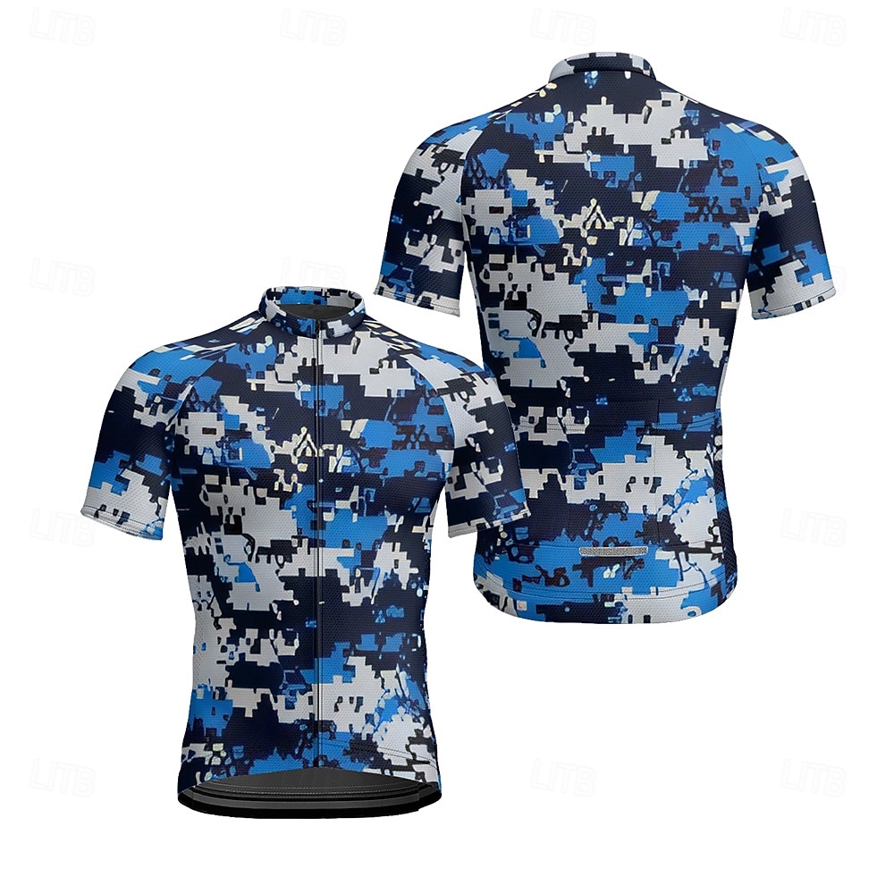Męskie Koszulka rowerowa Kamuflaż Krótki rękaw Rower Tee Tshirt Dżersej z 3 tylnymi kieszeniami Kolarstwo górskie Szybkie wysychanie Anatomiczny kształt Odprowadzające wilgoć Oddychający Sport Ziele 2026 - $28.99 –P7