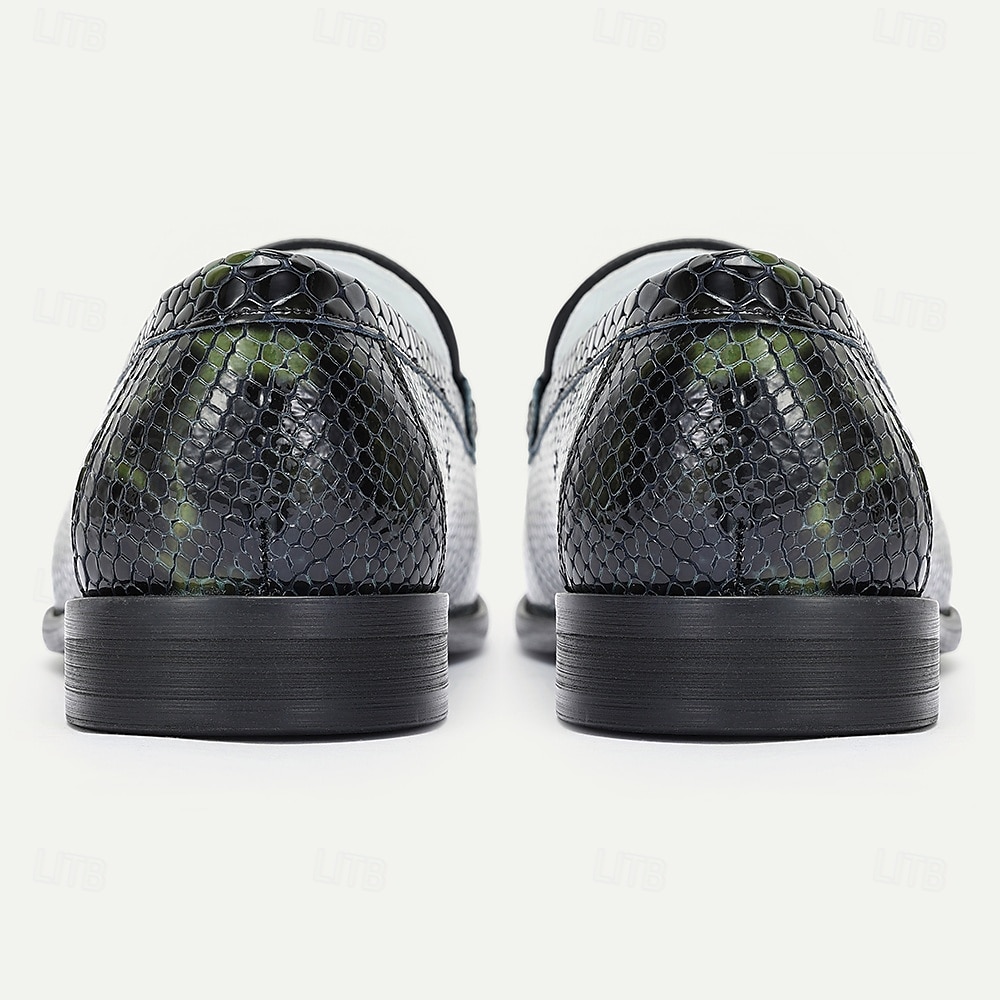 Luxuriöse Herren-Loafer aus echtem Leder – Slipper mit Schlangenmuster für formelle Anlässe und Business-Kleidung 2025 - $94.99 –P5