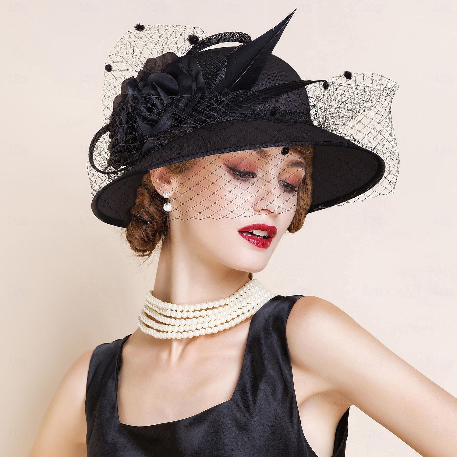 kapelusze lniany melonik / kapelusz typu cloche kapelusz wiaderkowy kapelusz przeciwsłoneczny wesele przyjęcie herbaciane eleganckie wesele z piórkowym łączeniem nakrycie głowy nakrycie głowy 2025 - $55.99 –P1