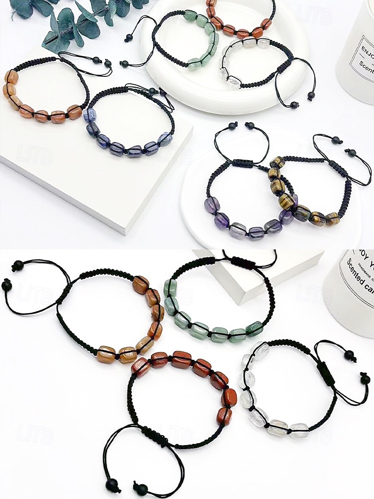 mehrfarbiges Natursteinarmband für Frauen, verstellbare Makramee-Kordel, Heilkristalle, Boho-Chic-Stil, ideal für spirituelle, lässige oder alltägliche Kleidung 2025 - $9.99 –P5