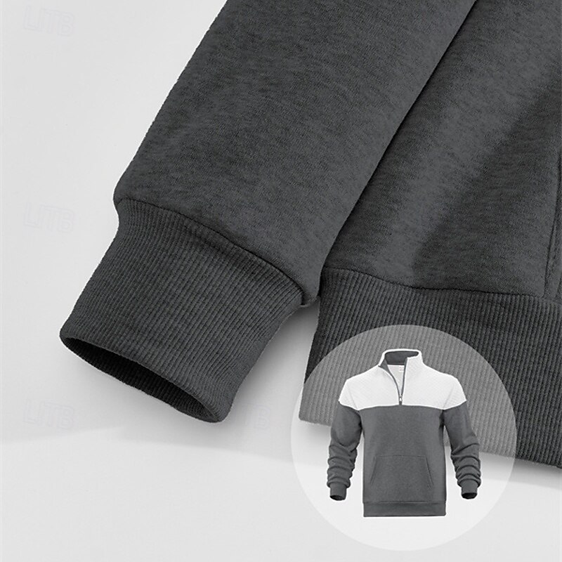 Herr Tröja Kvartströja med dragkedja Svart Armégrön Marinblå Kaki Grå Halv dragkedja Färgblock Dragkedja Ficka Sport & Utomhus Dagligen Helgdag Polyester Streetwear Grundläggande Ledigt Vår Höst 2025 - $32.99 –P8