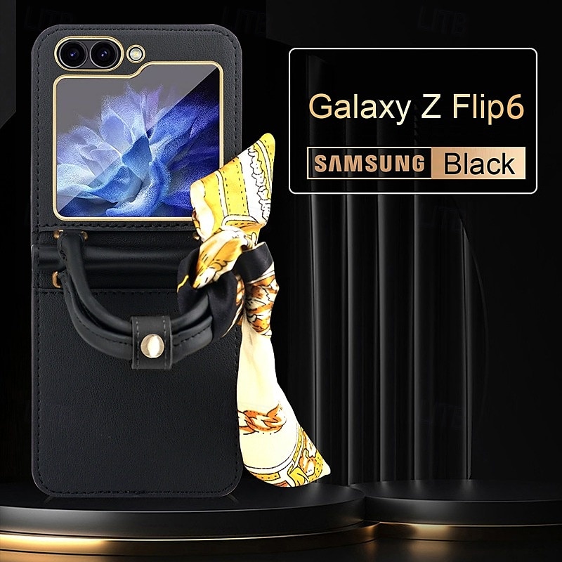 Phone Case For Samsung Galaxy Z Flip 6 Z Flip 5 Z Flip 4 Z Flip 3 Back Cover with Wrist Strap Shockproof Retro PU Leather 2025 - $35.99 –P6