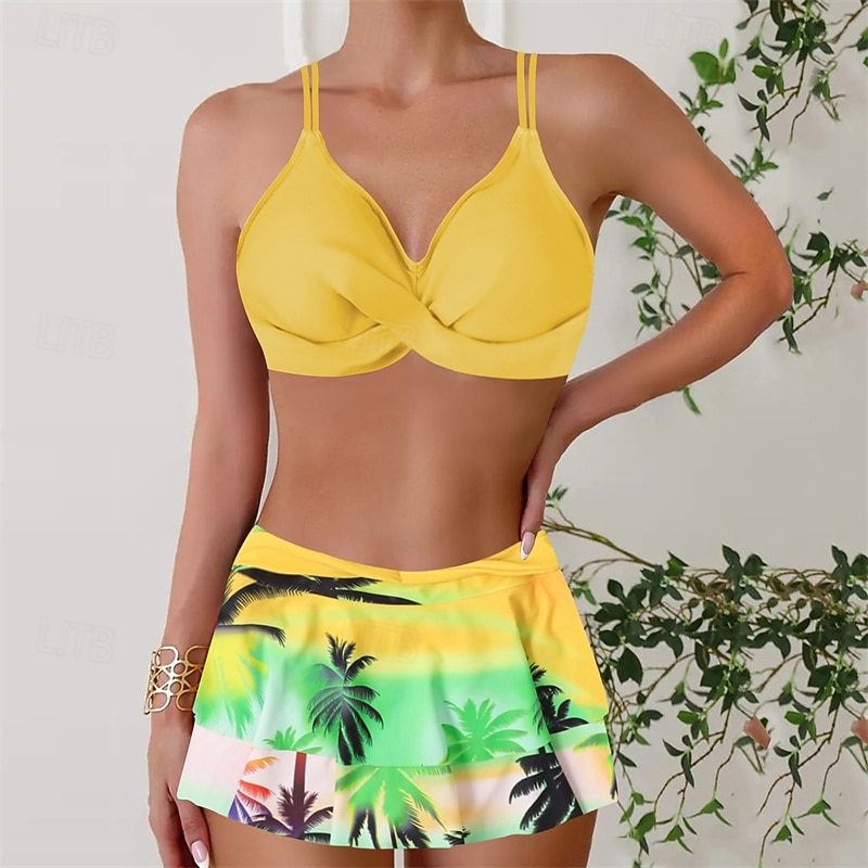 Women's Tankini Two Piece Swimsuit Ruffle Swimwear Swimwear Yellow Red Breathable Quick Dry Lightweight Sleeveless - Swimming Surfing Beach Summer Spring 2026 - $23.99 –P7