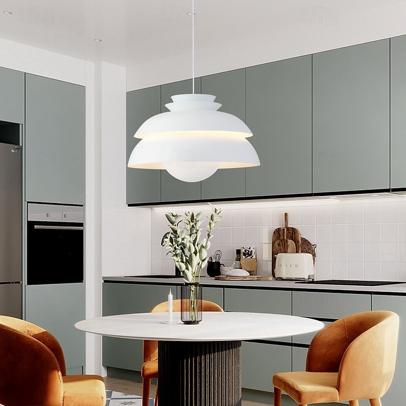 Single Light Pendant Light Fixtures White Metal Pendant Light Home Decor with Metal Shade Modern Hanging Lamp Hight Adjustable E27 Industrial Chandelier for Living Room Bedroom 32cm 110-240V 2025 - $279.99 –P5