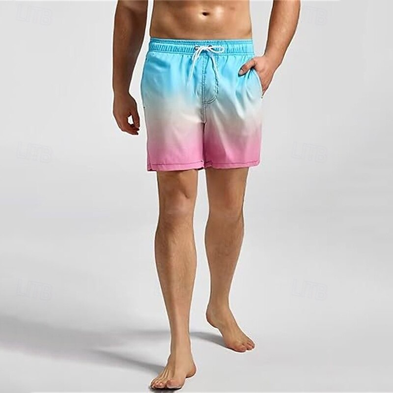 Homens Calção Justo de Natação Shorts de Natação Tecido elástico de 4 vias Bermuda de Surf Calças Com Cordão Com bolsos Natação Surfe Praia Esportes Aquáticos Gradiente Verão Primavera de 2025 por $12.99 –P3