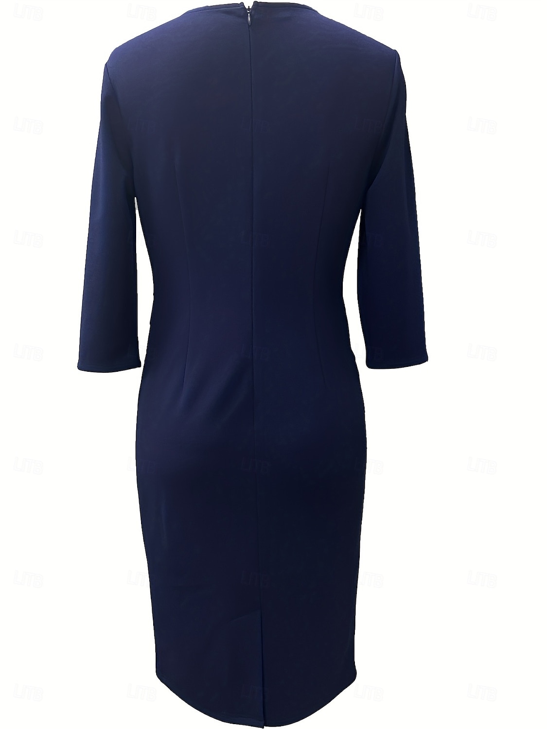 Women's Work Dress Shift Dress Elegant Office Daily Midi Dress Patchwork Crew Neck 3/4 Length Sleeve Plain Regular Fit Navy Blue Spring Fall S M L XL 2025 - $25.99 –P3