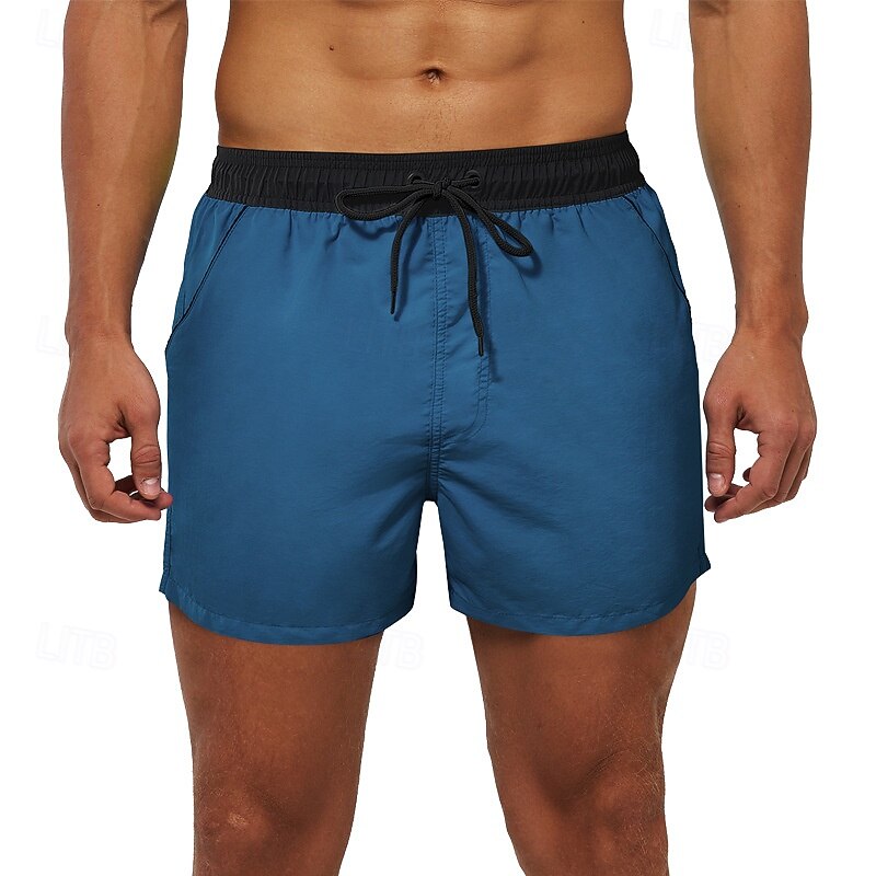 Homens Calção Justo de Natação Shorts de Natação Bermuda de Surf Calças Com Cordão Com bolsos Natação Surfe Praia Esportes Aquáticos Retalhos Cor Sólida Verão Primavera de 2025 por $25.99 –P17