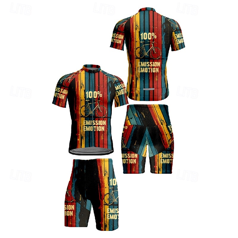 Per uomo Maglia da ciclismo con pantaloncini Manica Corta Mountain Bike MTB Ciclismo su strada Estate Primavera Autunno Nero Rosa Rosso A righe Lettere & Numeri Bicicletta Cerniera Frontale del 2026 a $47.99 –P13